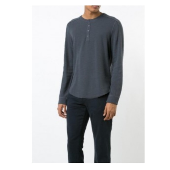 Vince Henley Long Sleeve Raw Hem Shirt - Picture 2 of 8